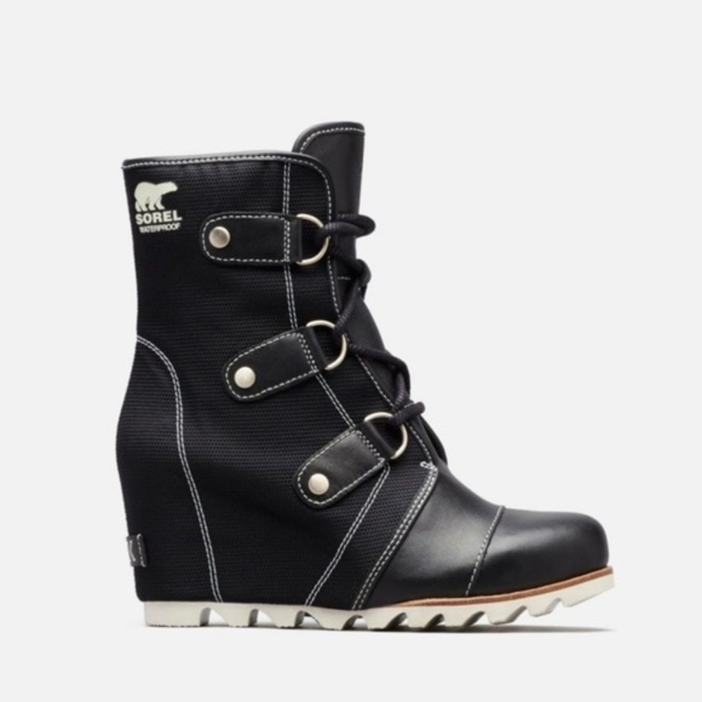 Sorel Joan Of Arctic Black Mid Wedge Boot X Celebration Size 7.5